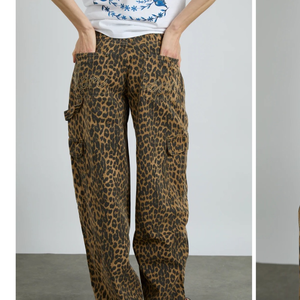 Damson Leopard Print Wide Leg Jeans NWT